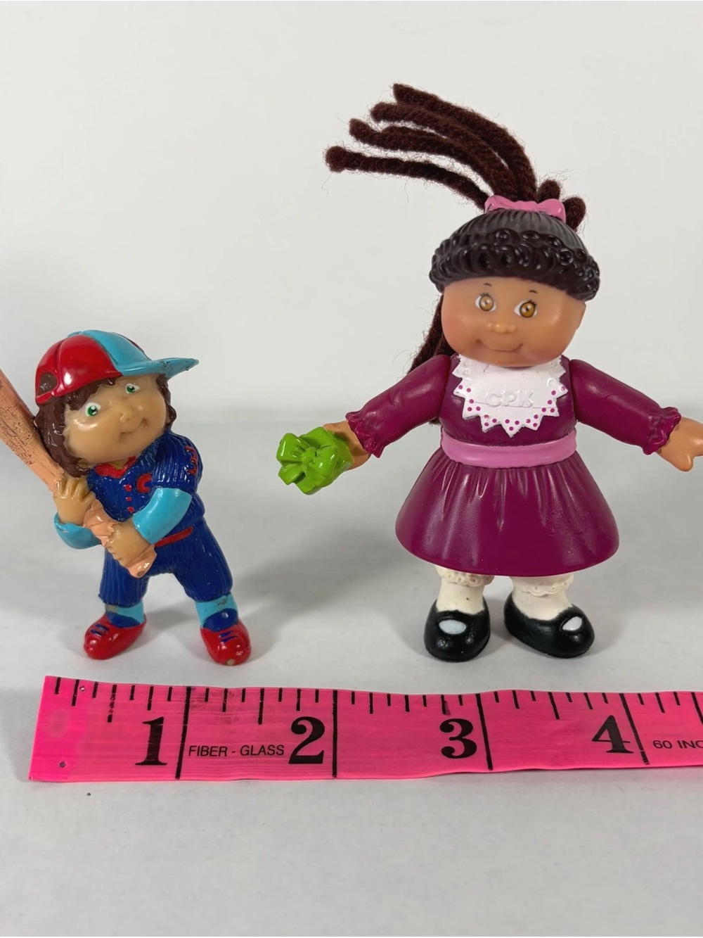 Lot 2 Vintage Cabbage Patch Kids Figurine 1984 Baseball Player 90s Kristina doll